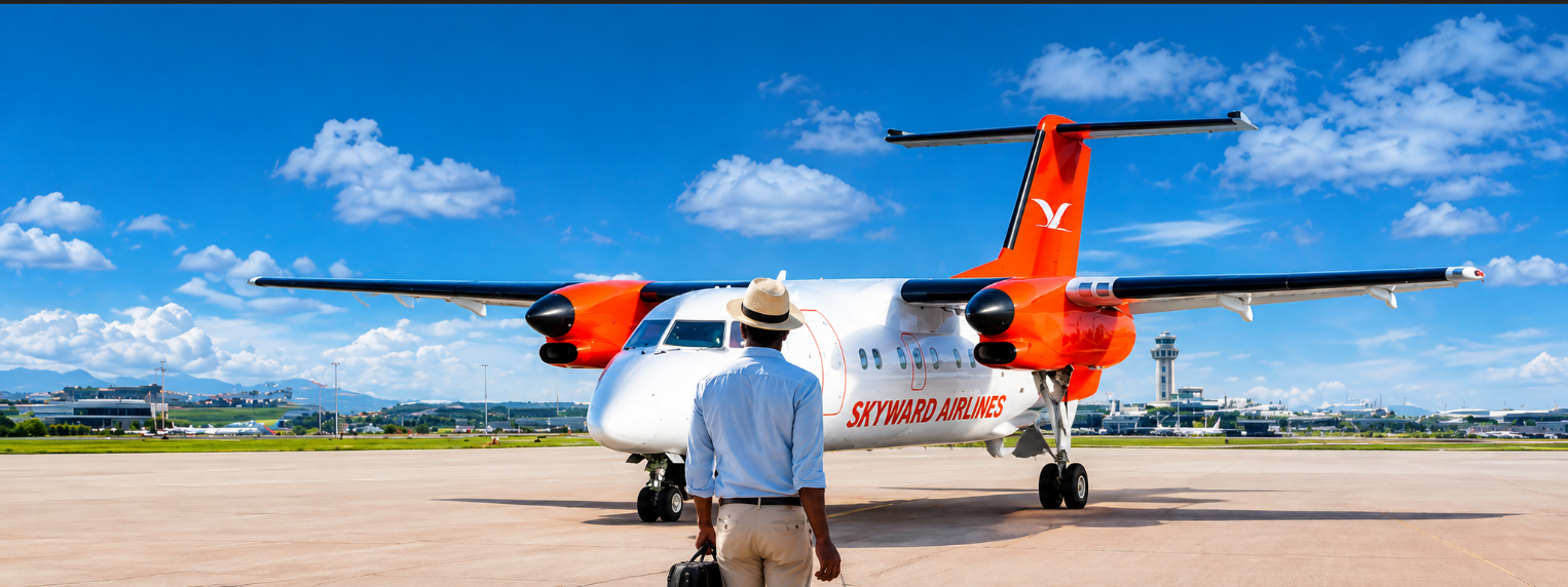 Skyward Airlines aircraft on the apron